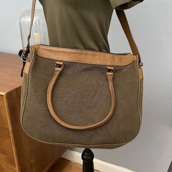 ateliers PENELOPE Canvas & Leather Shoulder Bag Large - Picture 4 of 12